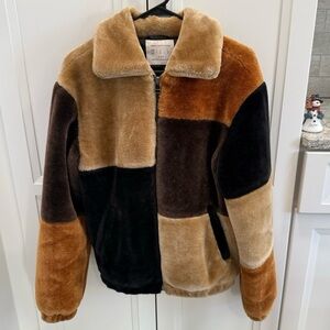 Urban Outfitters Patchwork Multi-Color Fur Jacket